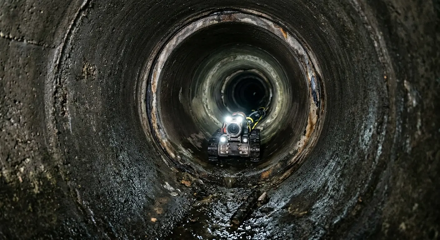 Robotic sewer camera inspecting pipe interior for Sewer Line Repair in Tontitown